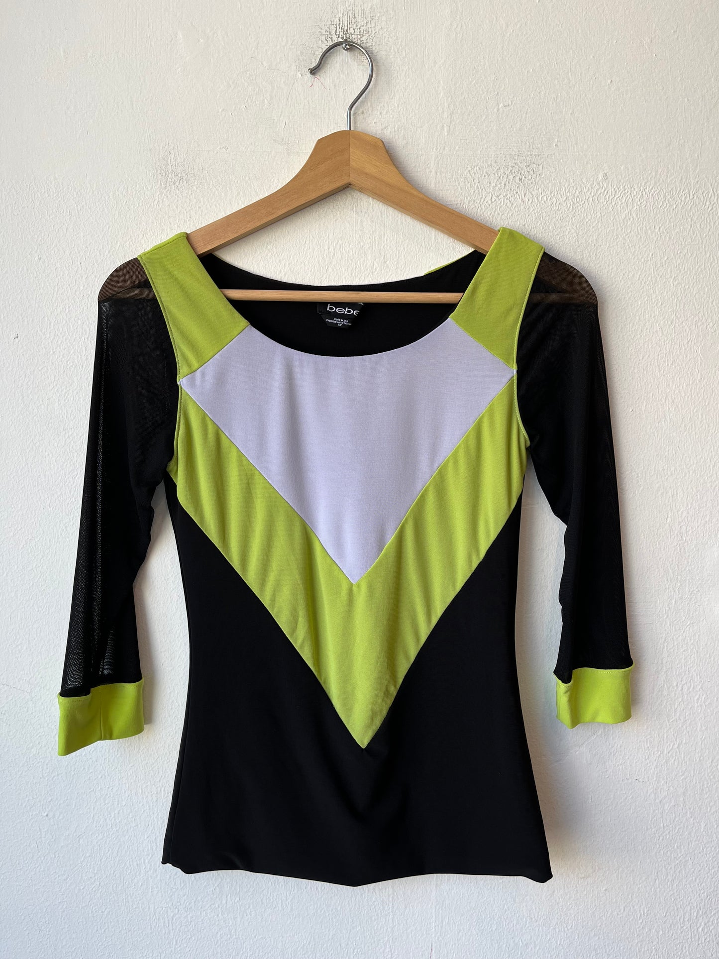 90's Bebe Mesh Sleeve Top