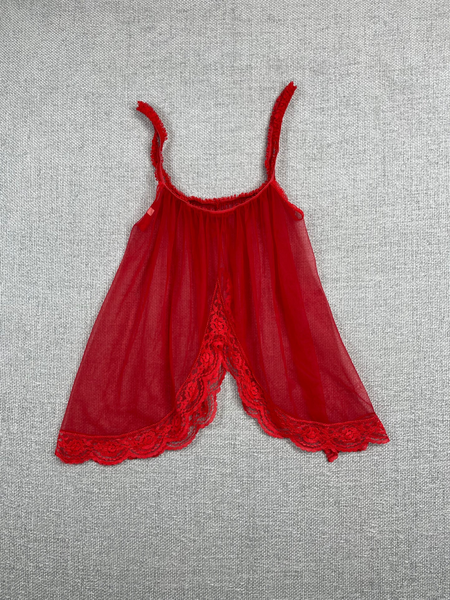 80's Red Sheer Lingerie Top