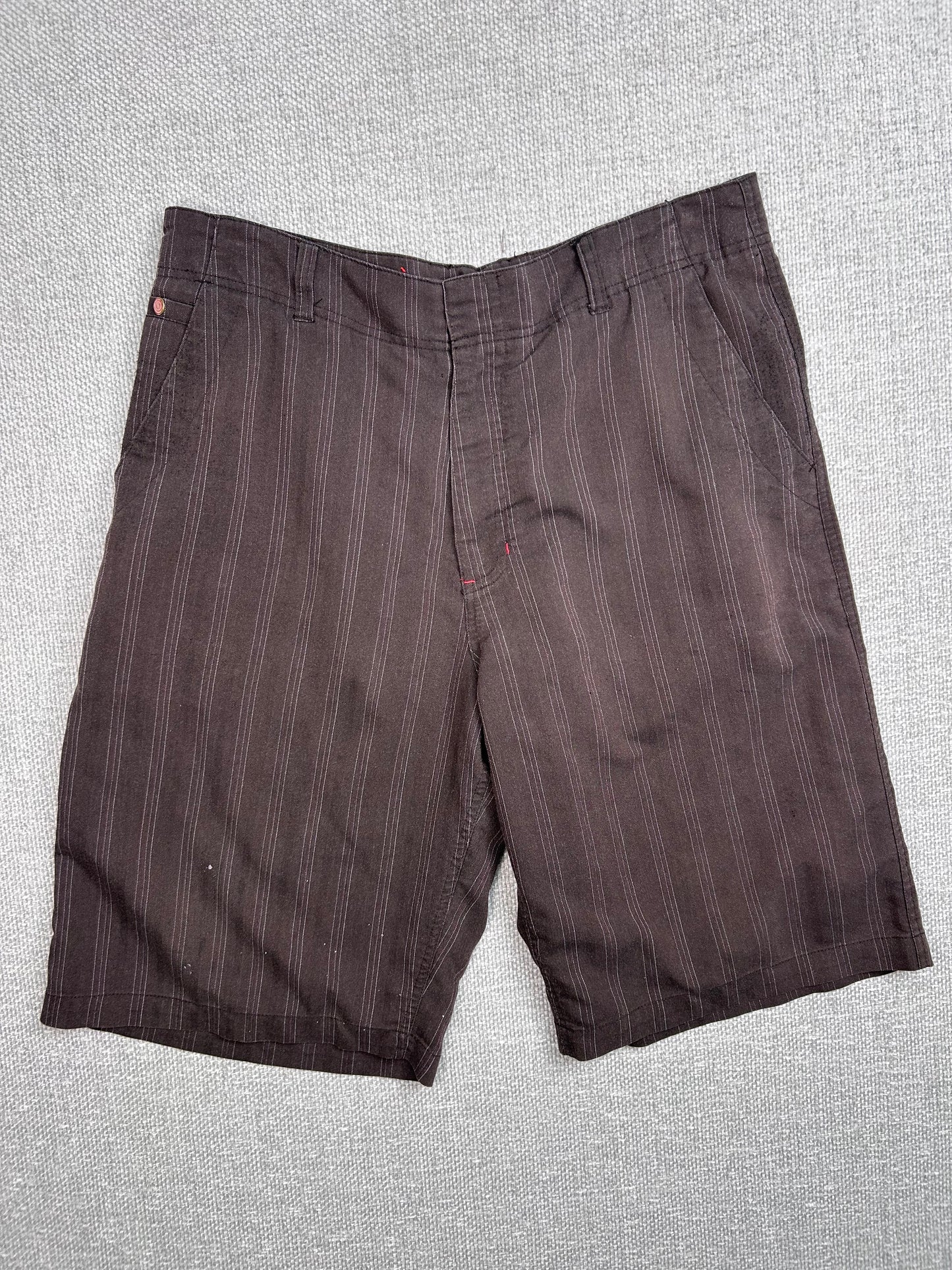 Y2K Brown Pinstripe Shorts 34”