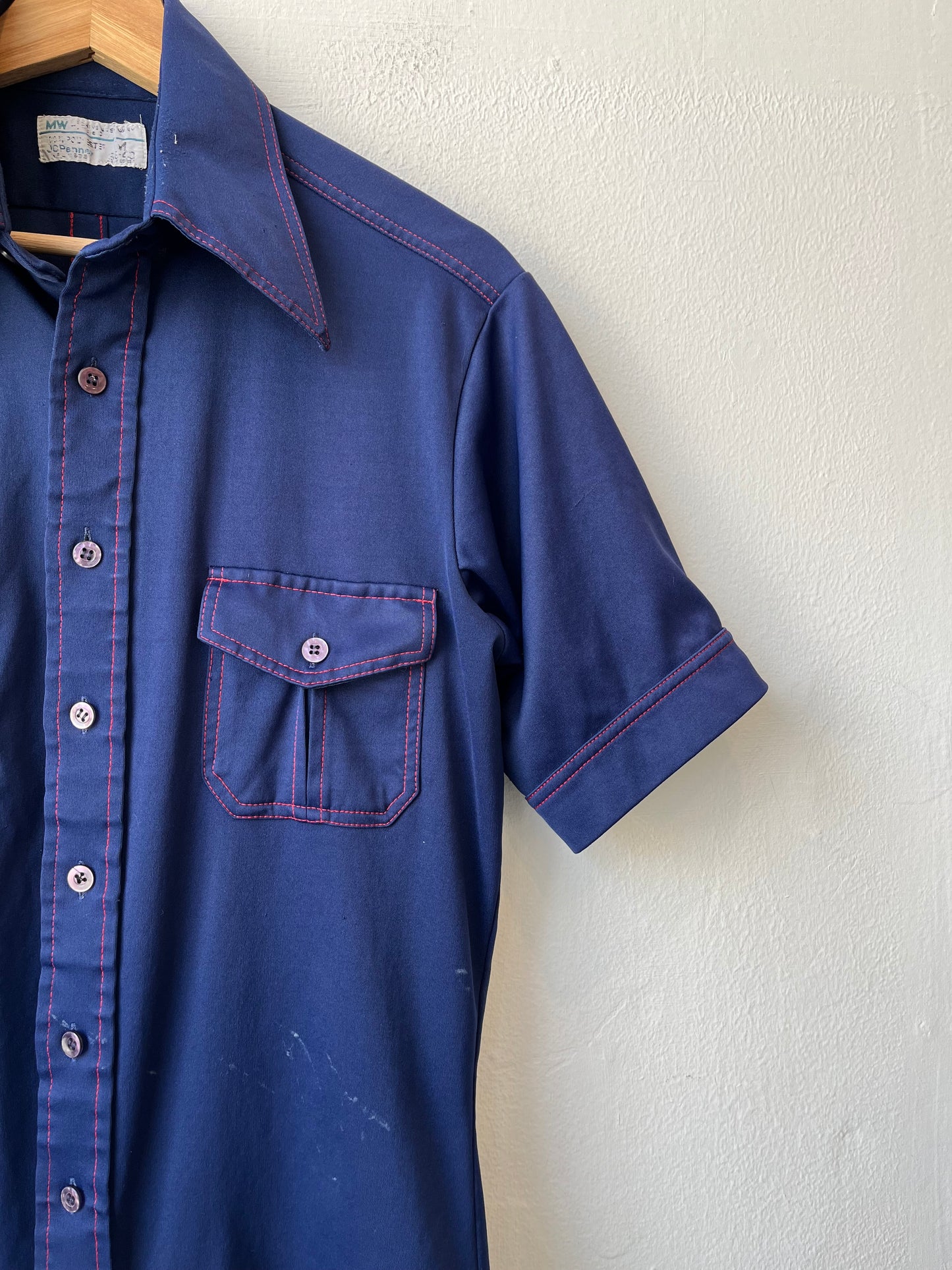 70's Contrast Stitch Button Up Shirt