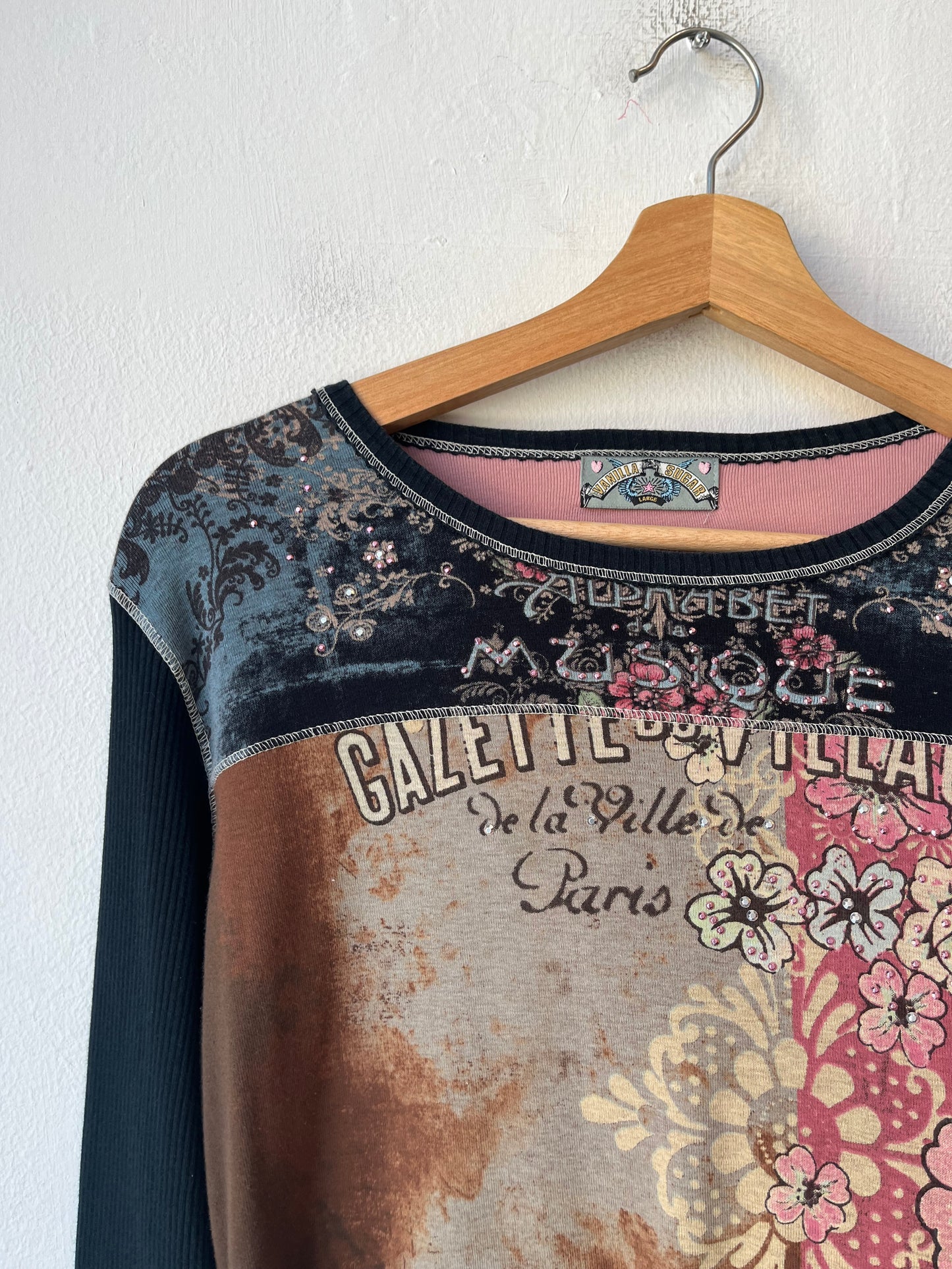 Y2K Rhinestone Musique Shirt