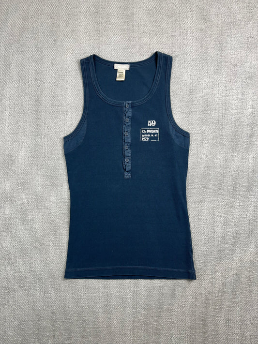 Y2K Ribbed Henley Tank Top