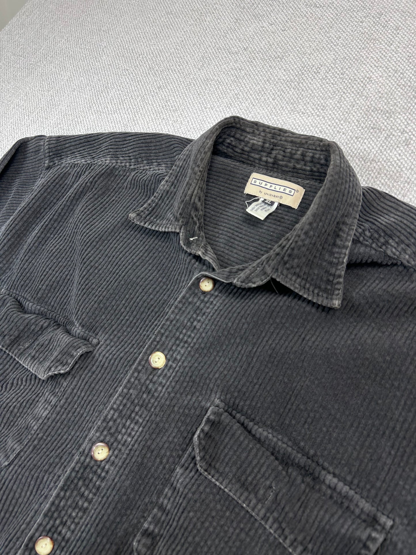 90's Black Corduroy Button Down Shirt