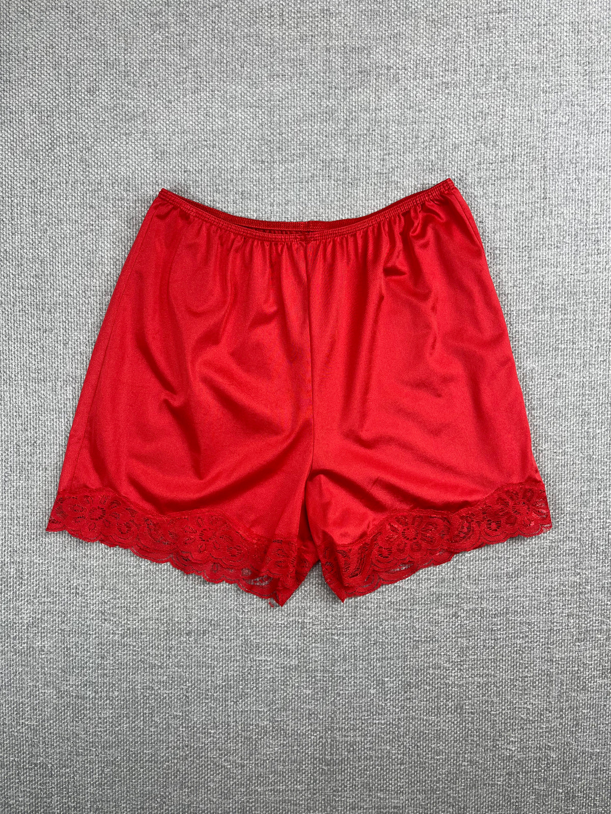 90’s Red Nylon Lace Shorts 24-32"