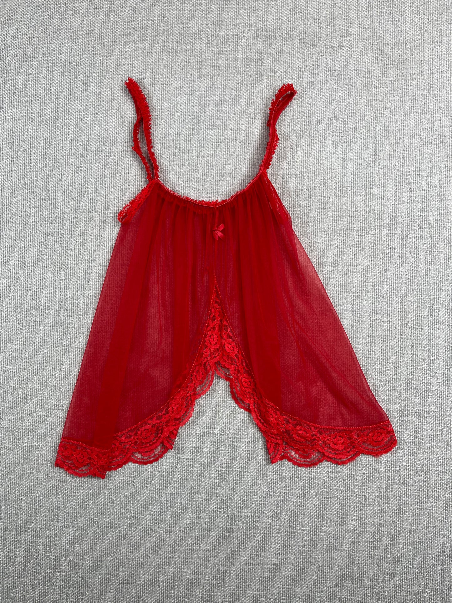 80's Red Sheer Lingerie Top