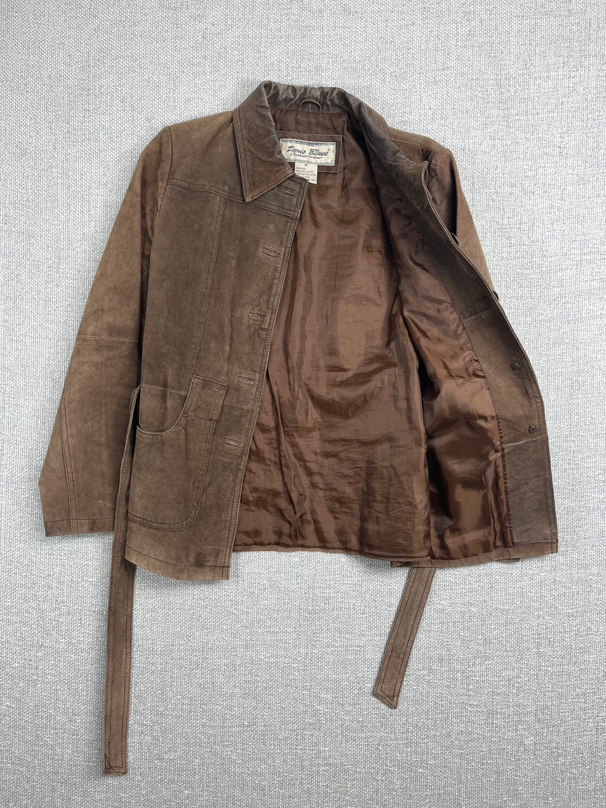 Y2K Brown Leather Trench Coat