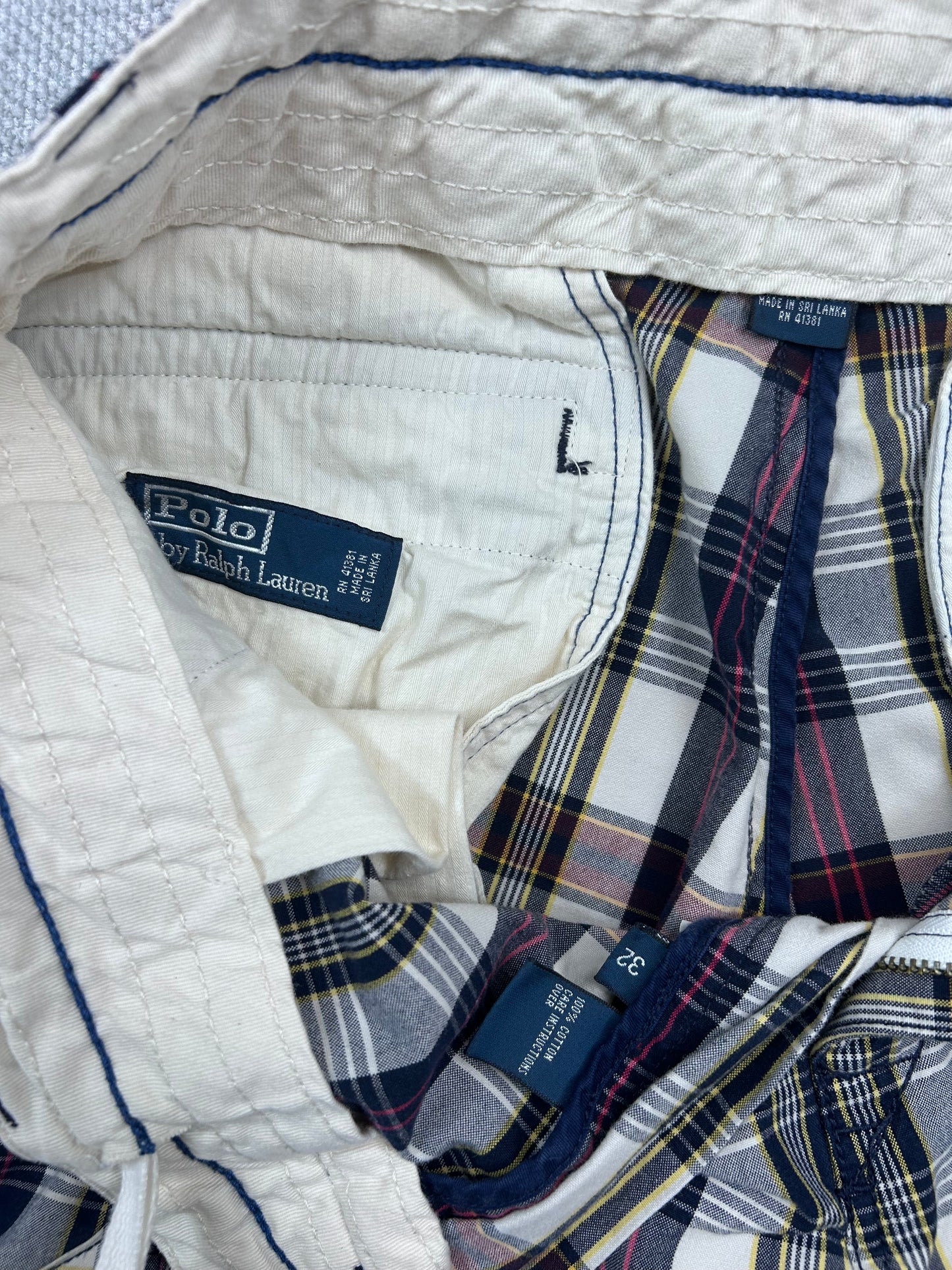 Y2K Polo Baggy Plaid Cargo Shorts 30-33"