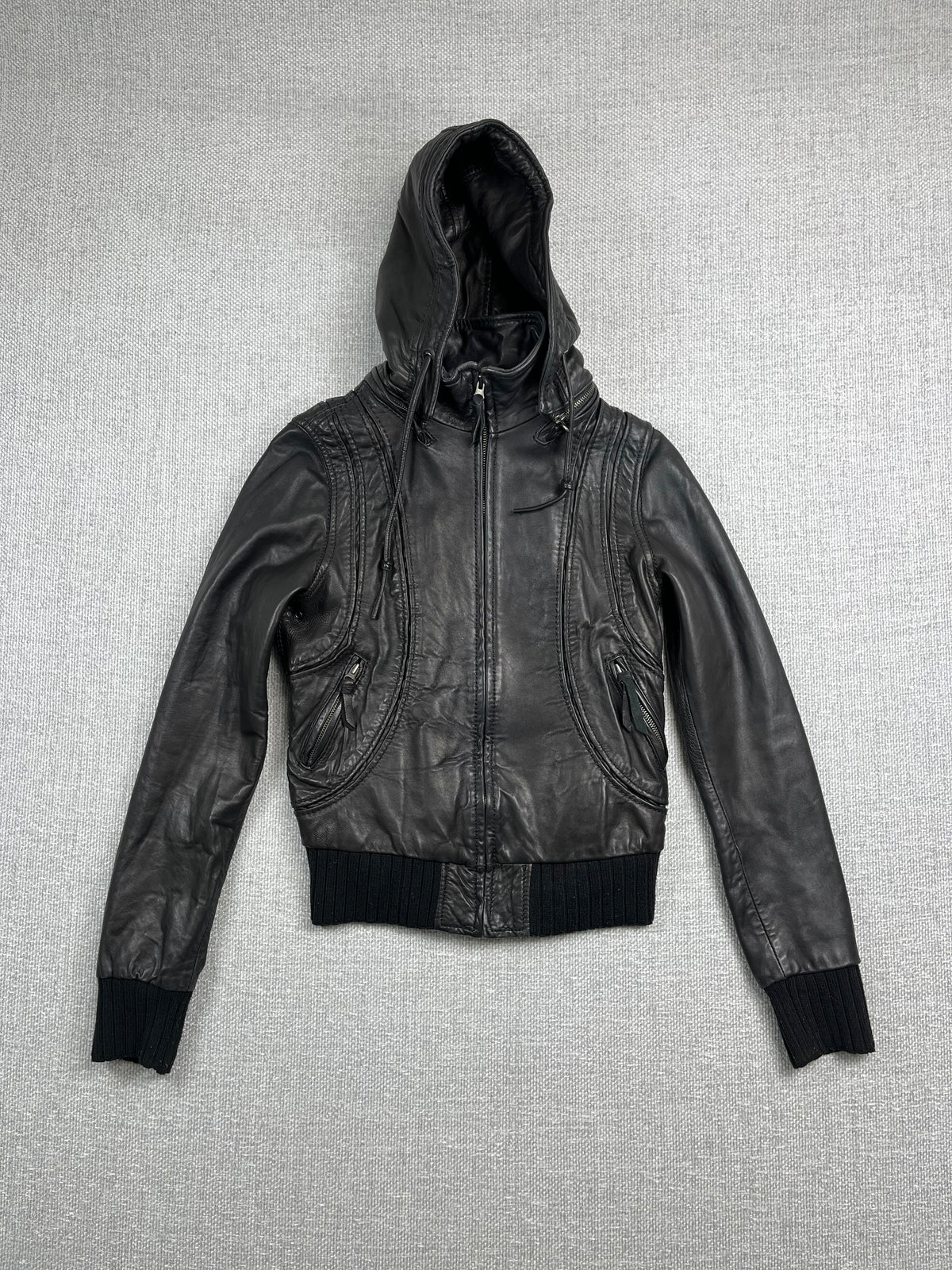 Y2K Hooded Leather Jacket