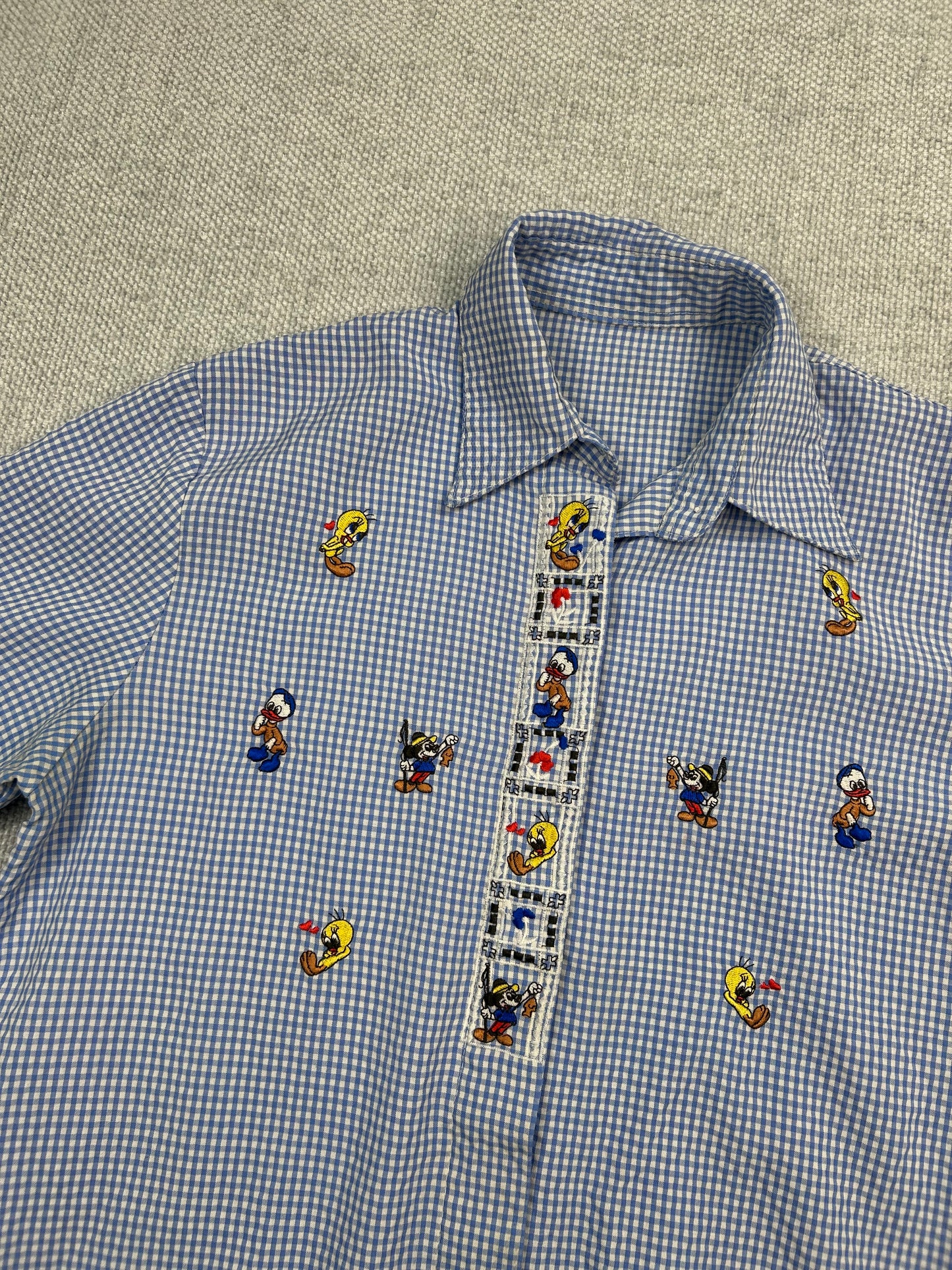 90’s Cartoon Embroidered Button Down Top