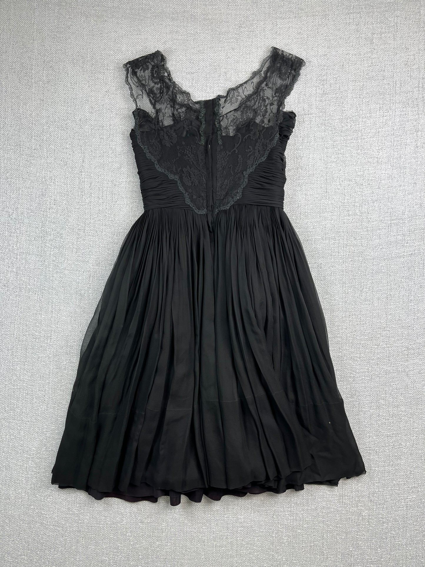 50's Black Lace Silk Formal Dress