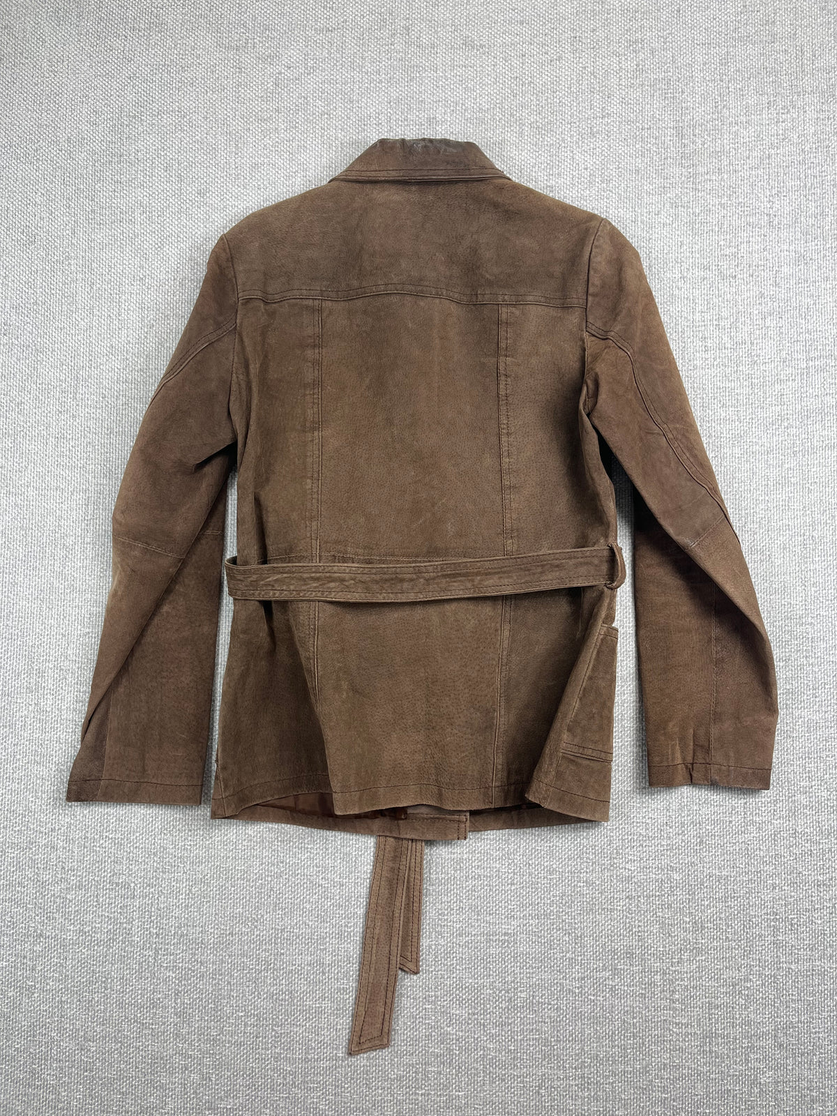 Y2K Brown Leather Trench Coat
