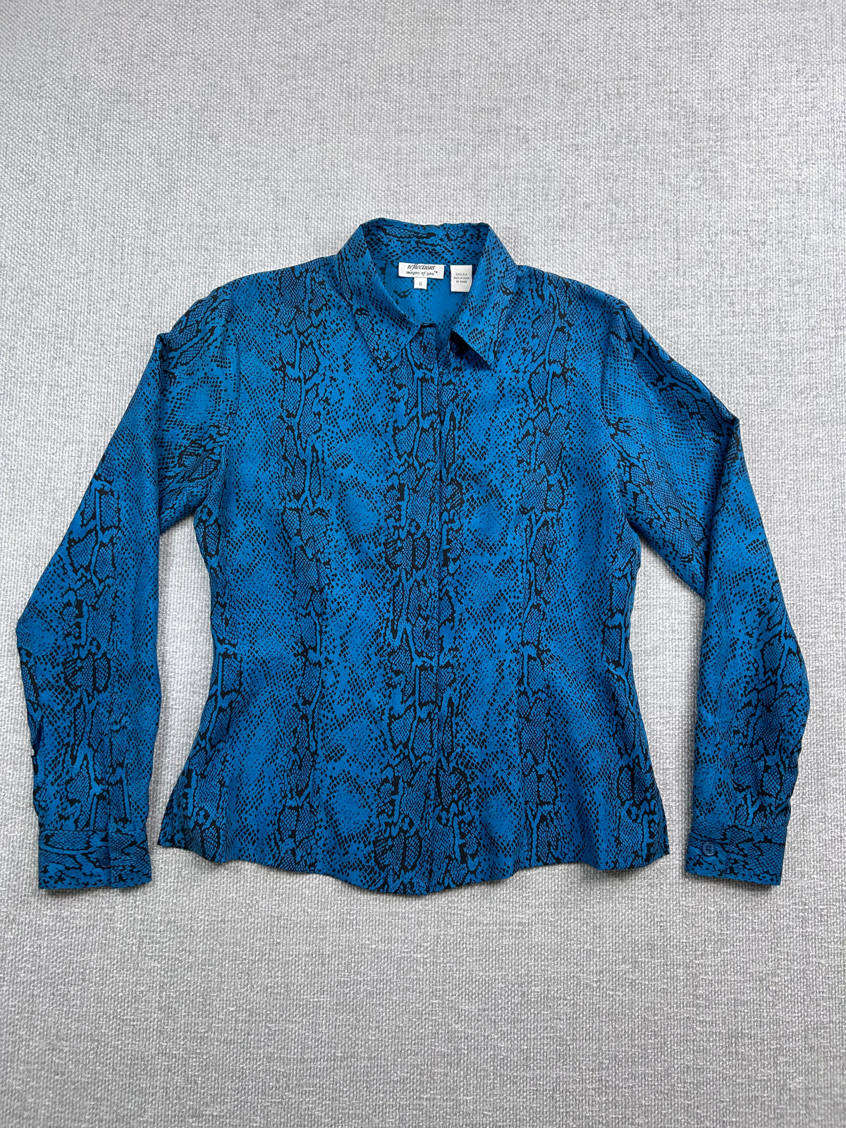 90's Blue Snake Pattern Blouse