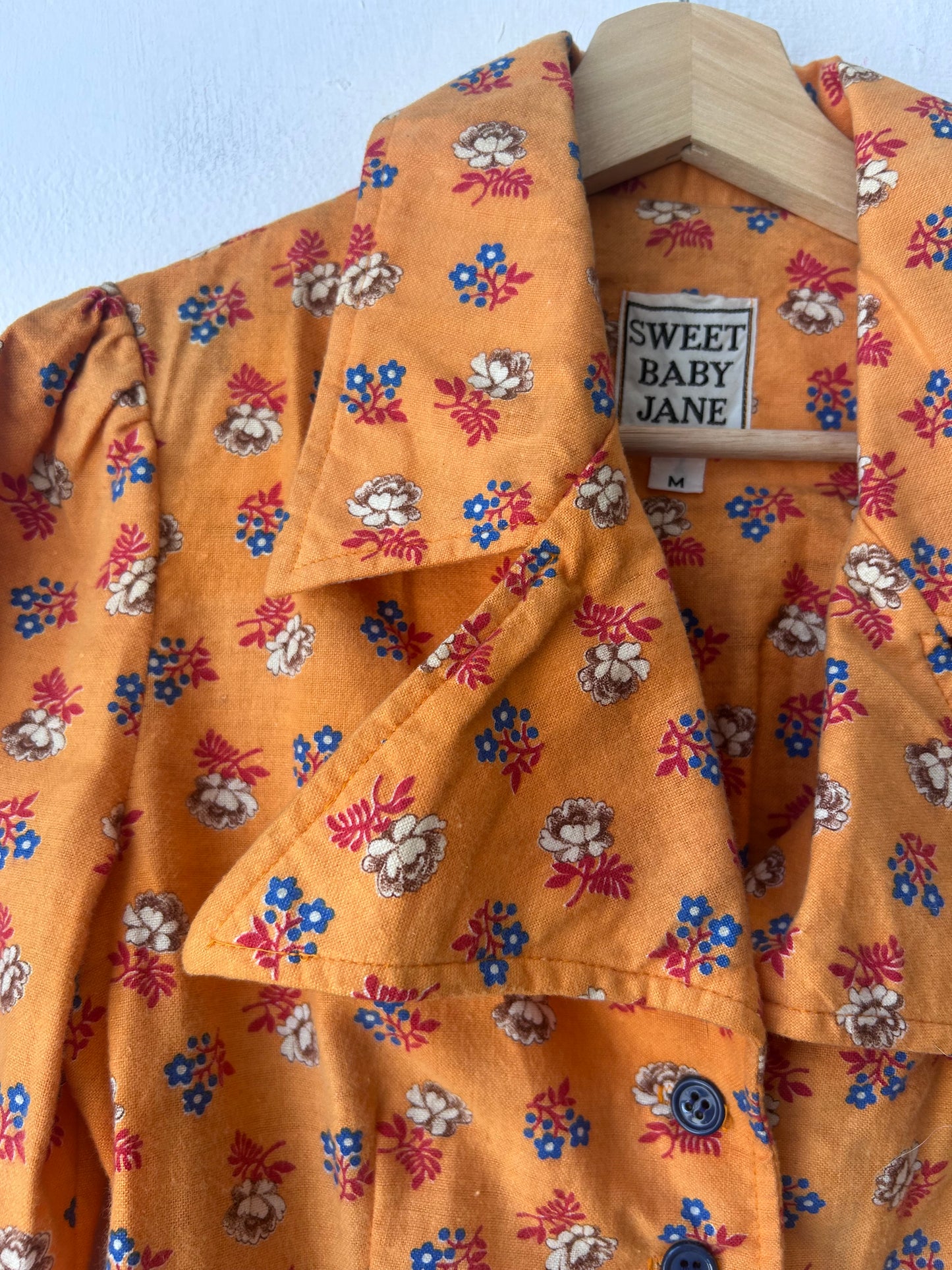 90’s Orange Floral Button Down