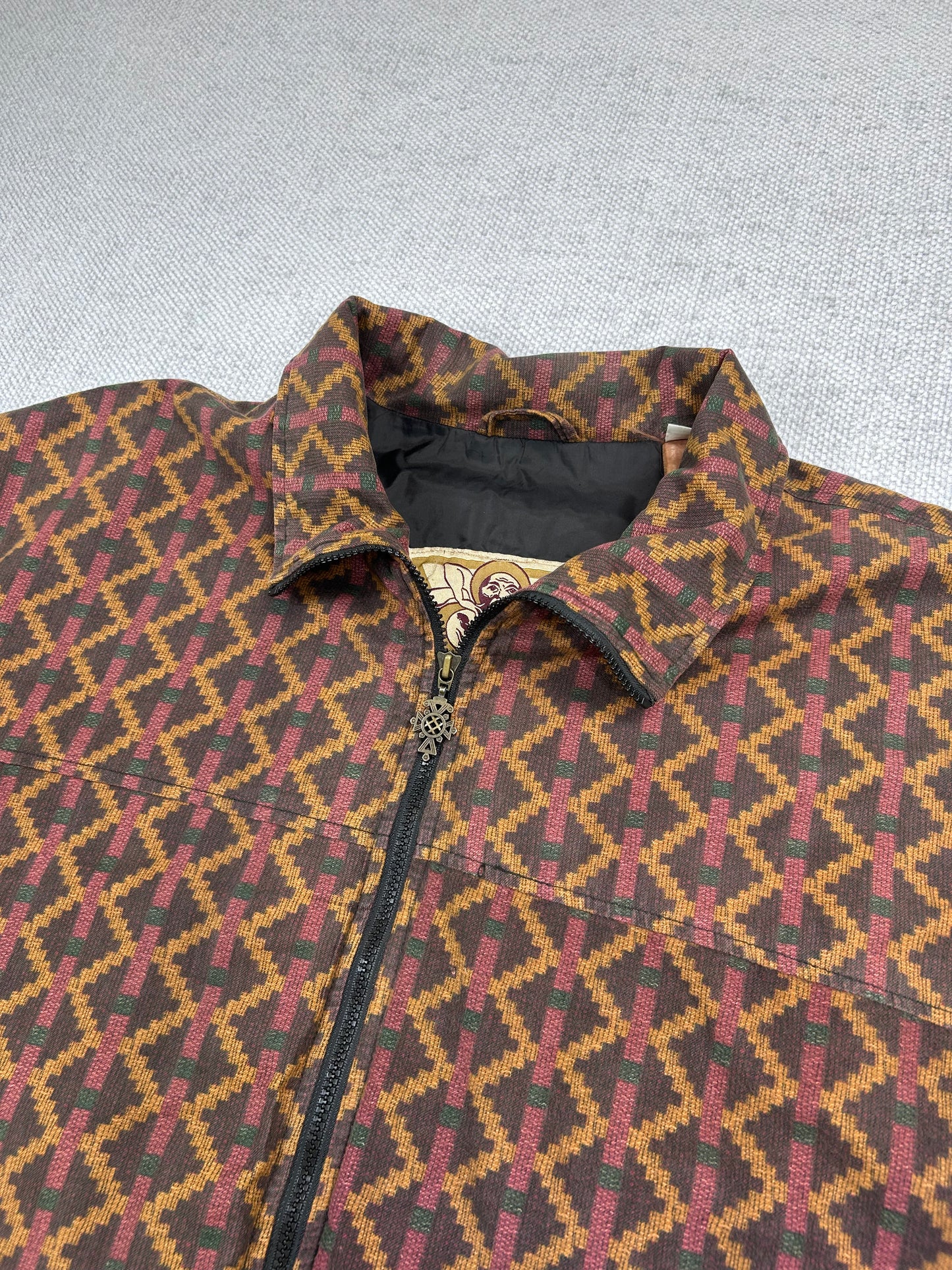 90's Patterned Tech Zip Up