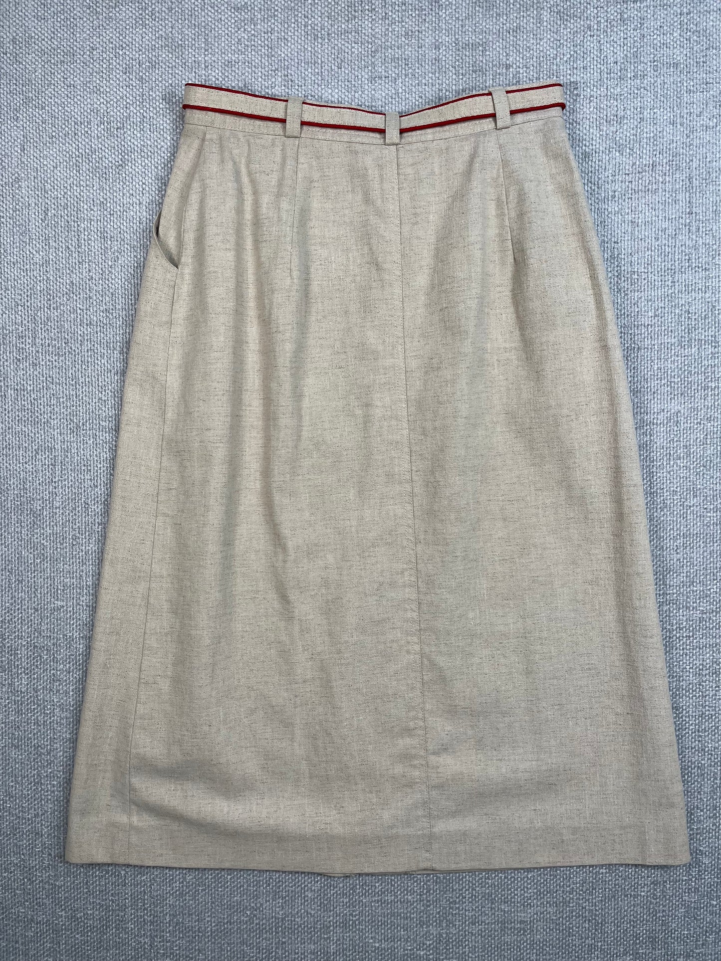 70's Tan Belted Midi Skirt 26"