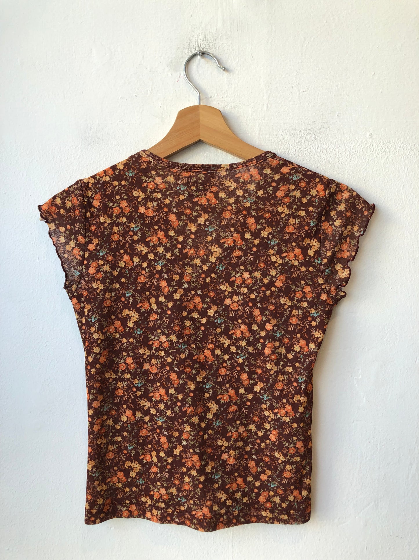 90's Floral V Neck Top