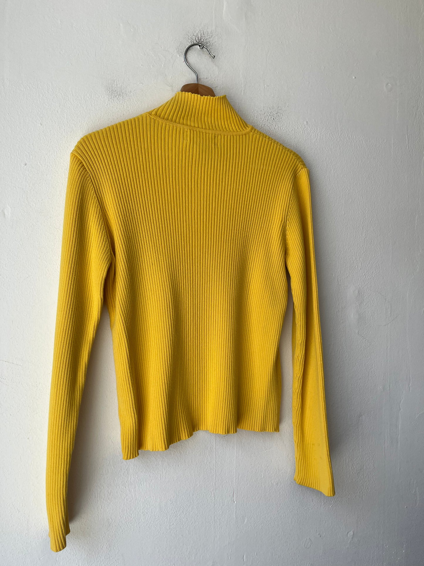 Y2K Yellow Ribbed Lauren Turtleneck