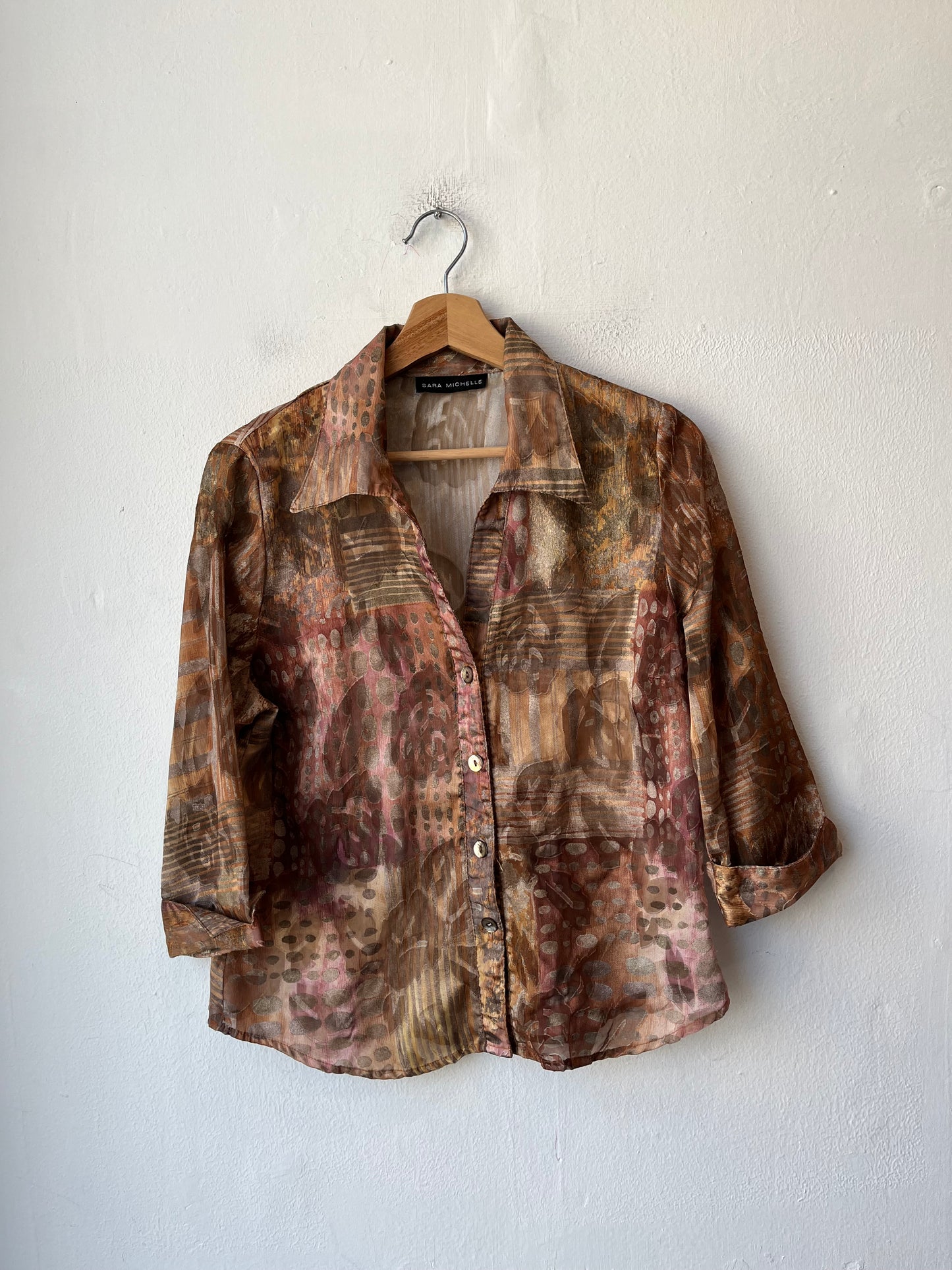 Y2k Gold Button Down Blouse