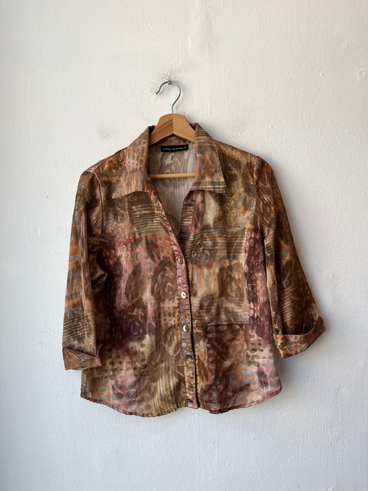 Y2k Gold Button Down Blouse