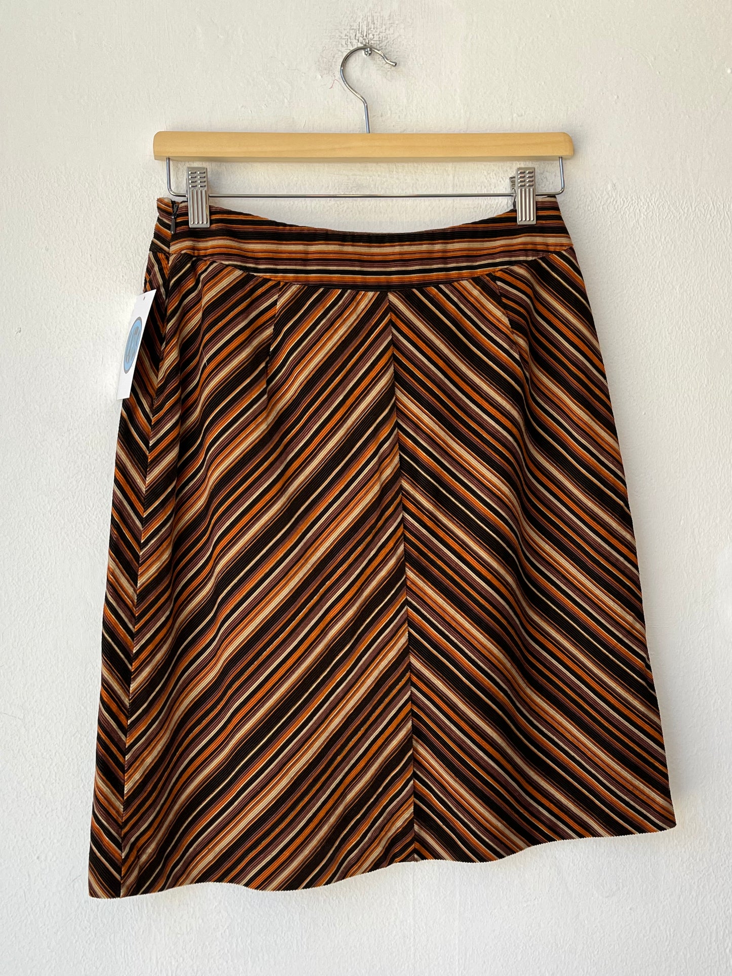 Y2K Striped Corduroy Midi Skirt 27"