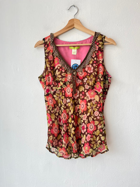 Y2K Floral Sleeveless Blouse