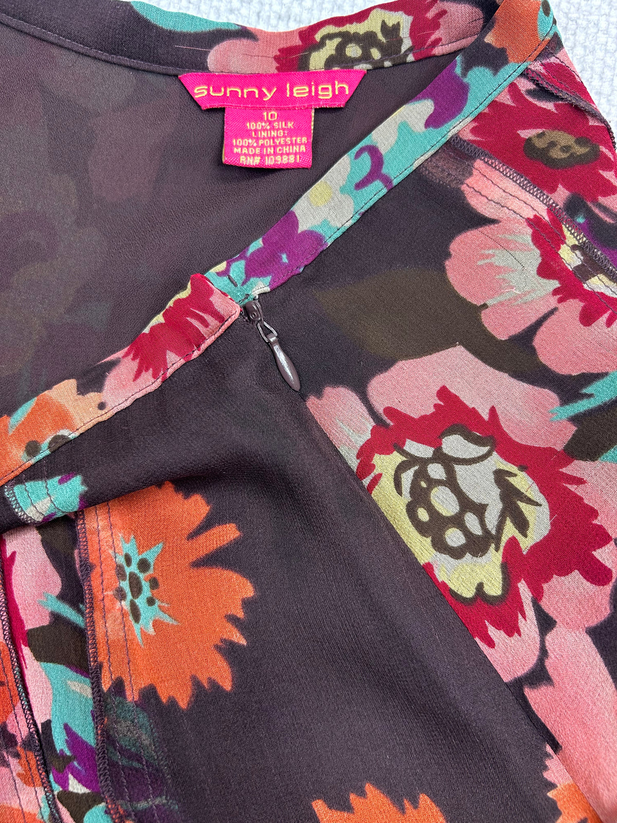 Y2K Floral Silk Skirt 32”
