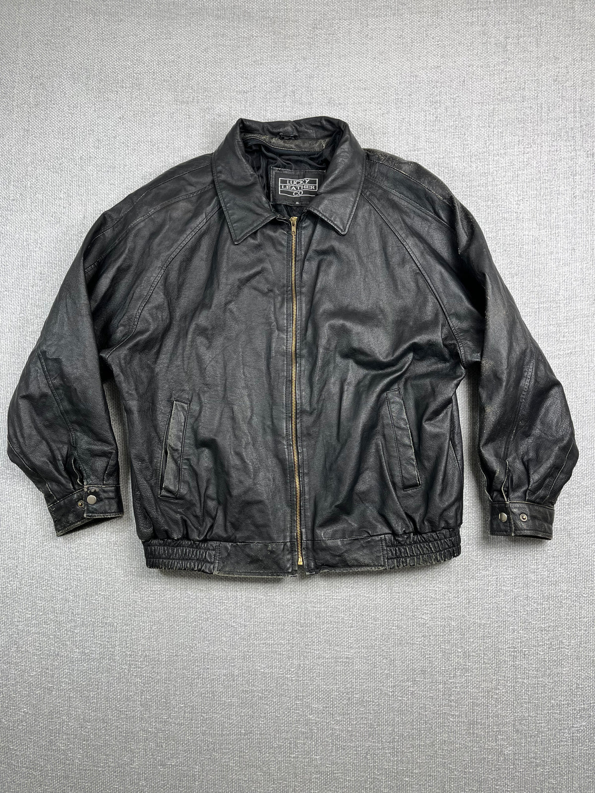 90's Black Leather Bomber Jacket