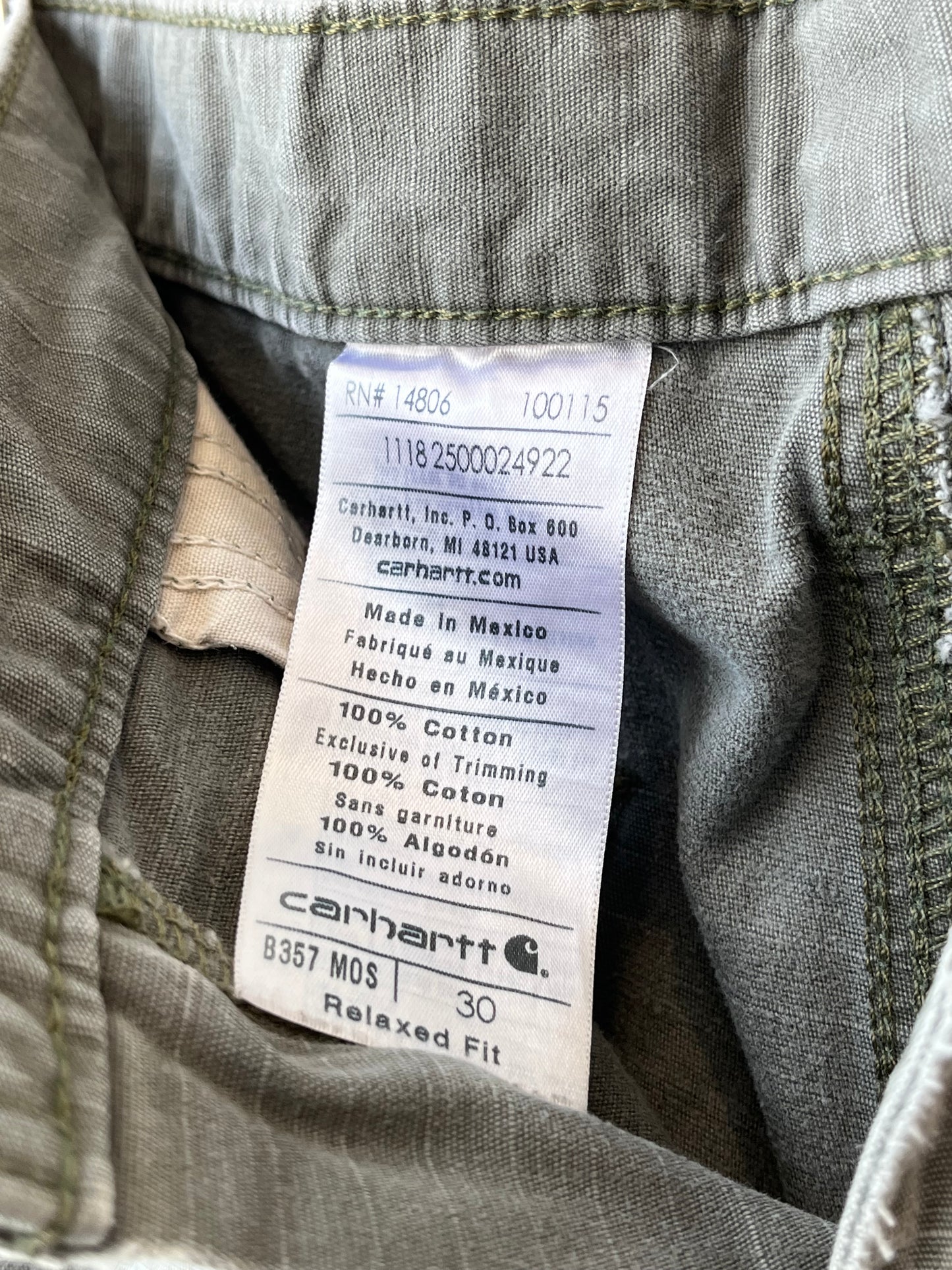 Y2K Green Carhartt Distressed Shorts 30"