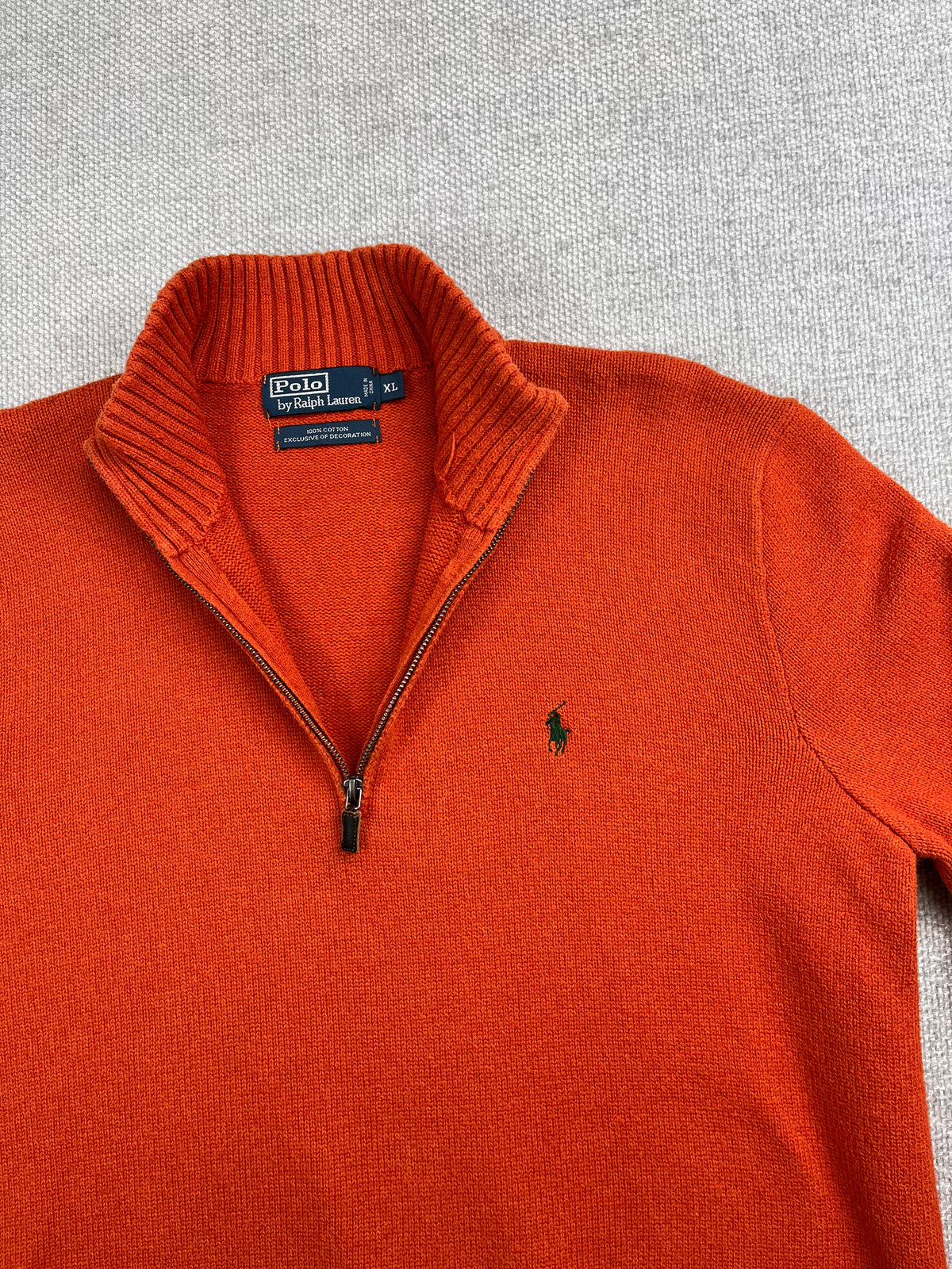 Y2K Polo Orange  1/4 Zip Sweater