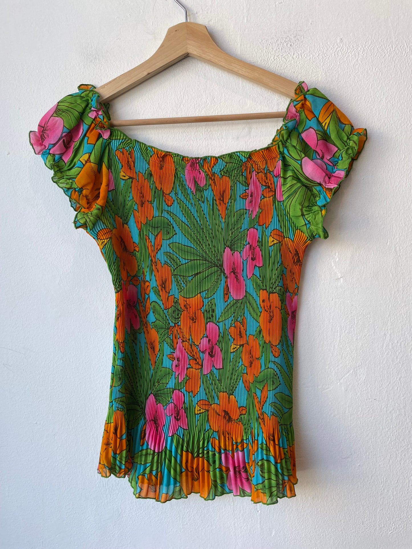 Y2K Pleated Floral Top