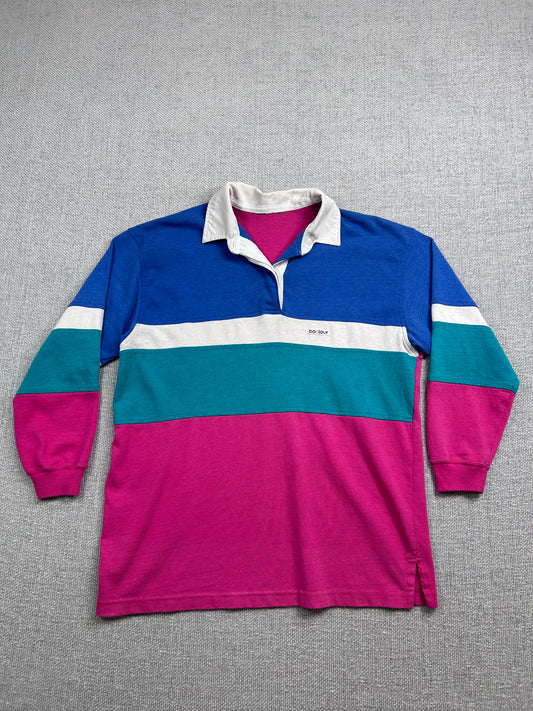 90's Bonjour Striped Rugby Shirt