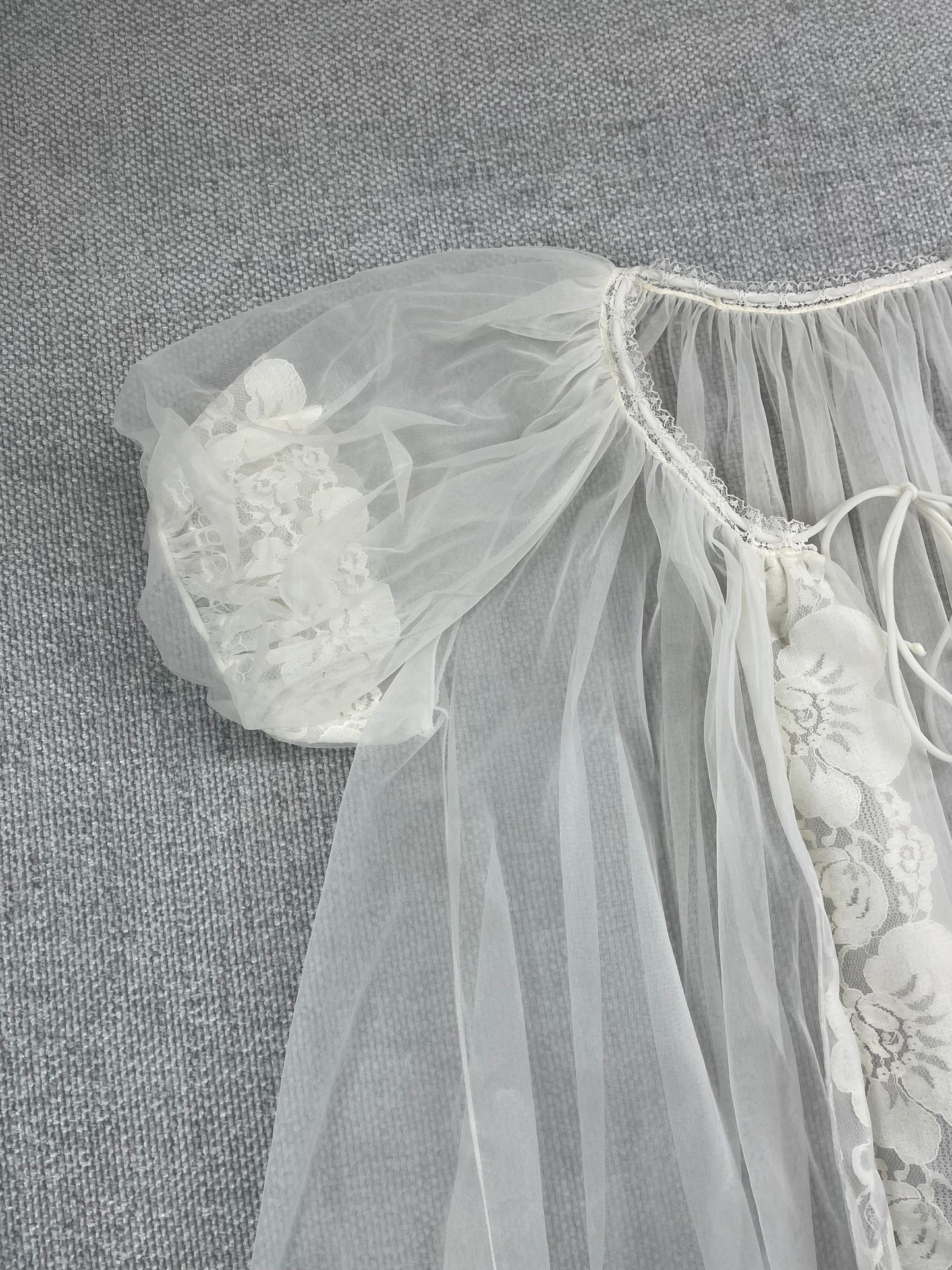 70's White Sheer Night Gown