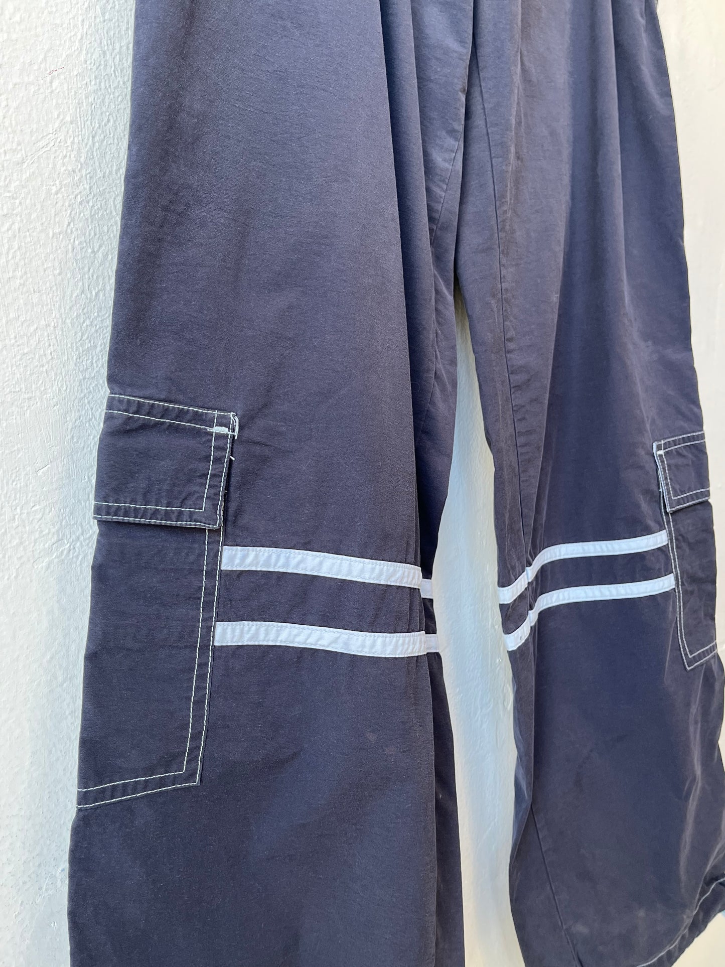Y2K Navy Striped Track Pants 28-31"