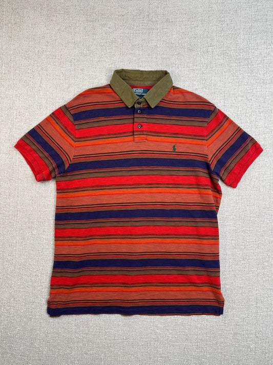90's Woven Striped Polo Shirt