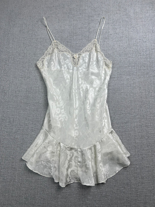 90's White Lace Slip Dress