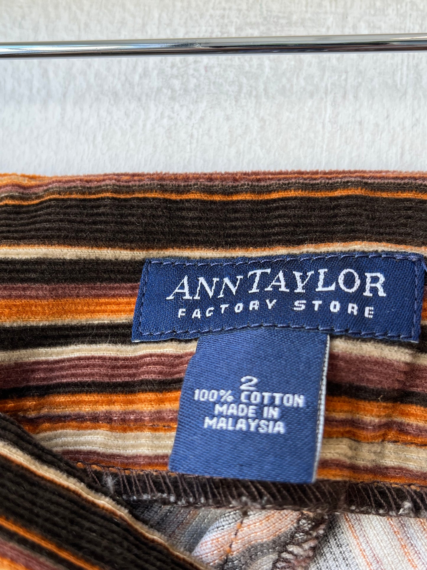 Y2K Striped Corduroy Midi Skirt 27"
