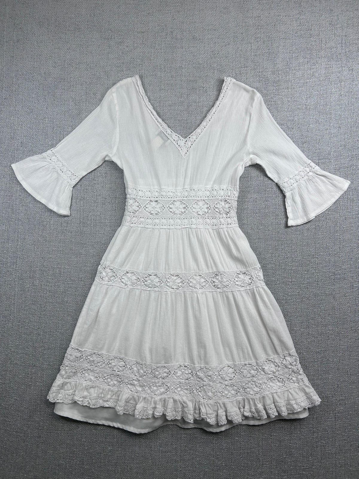 90's White Cotton Midi Dress