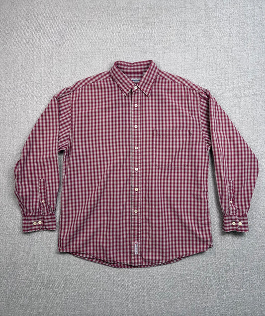 Y2K Plaid Anchor Blue Button Up