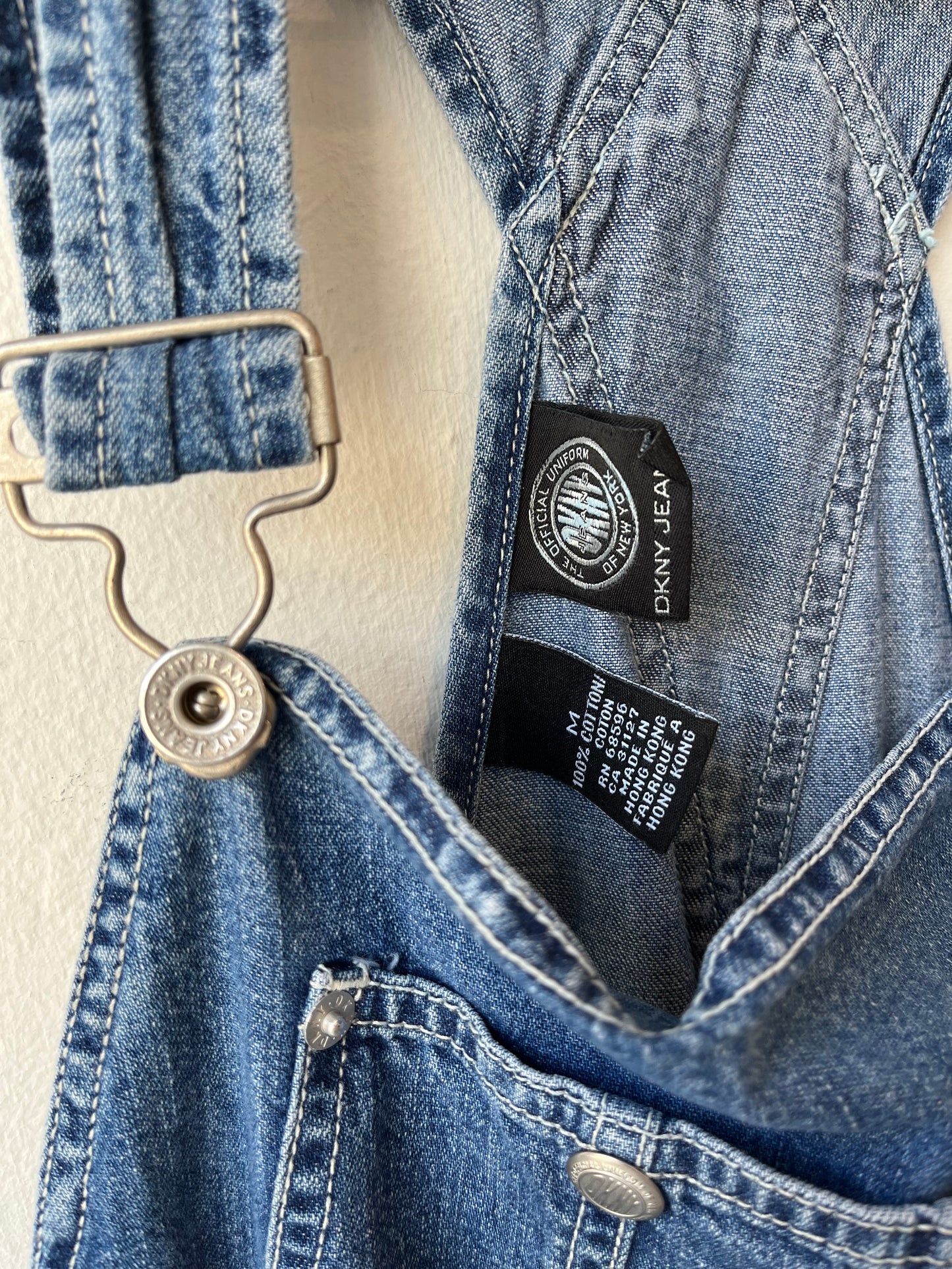 90's DKNY Denim Overall Shorts
