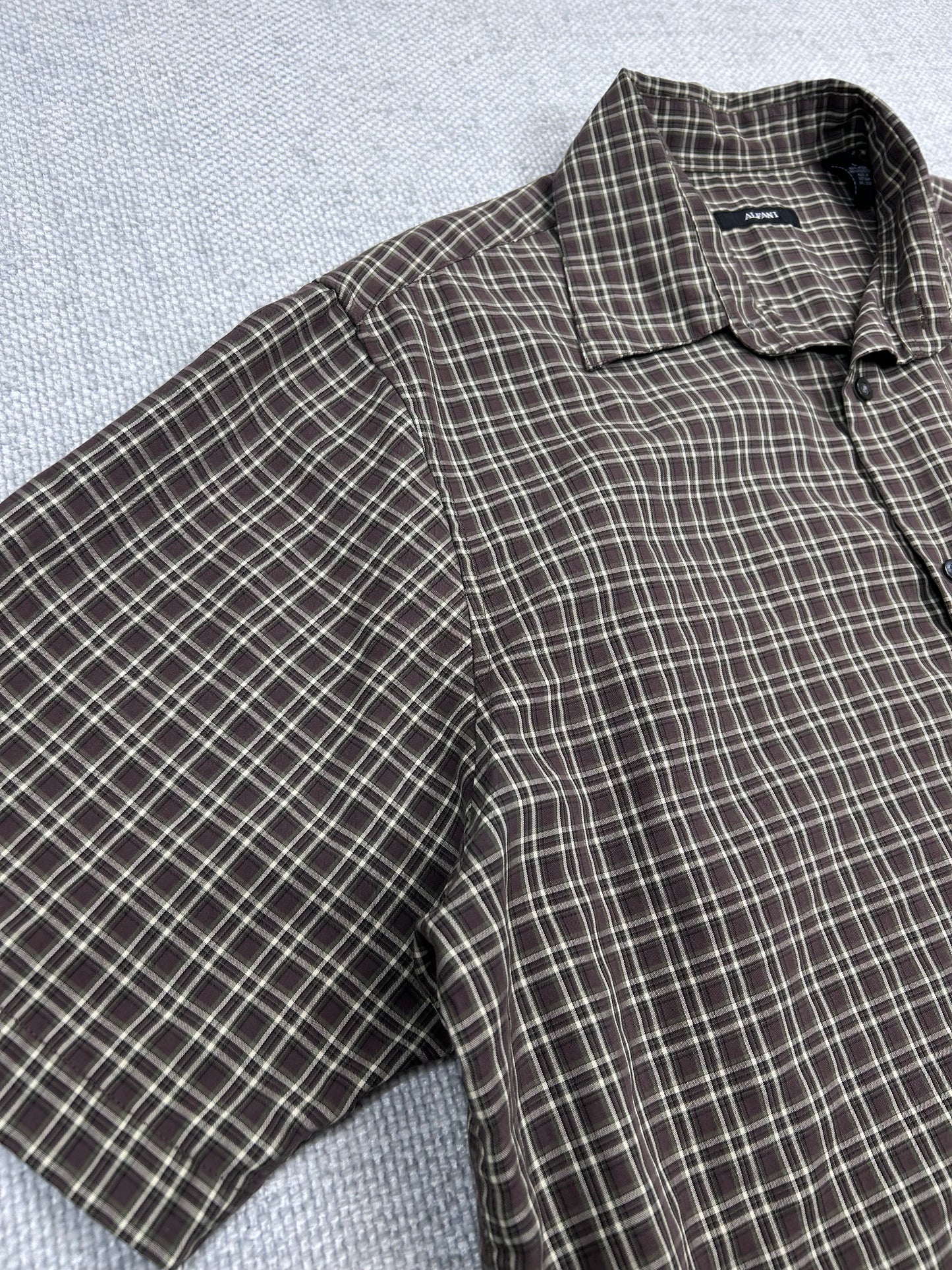 Y2K Brown Plaid Button Up Shirt