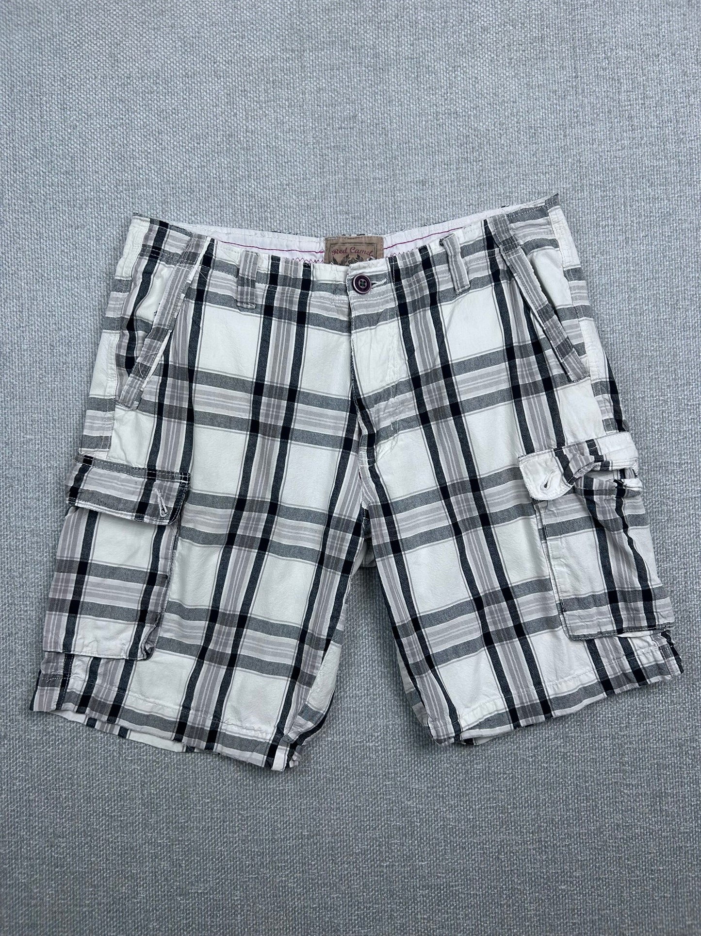 Y2K Plaid Cargo Shorts 36"