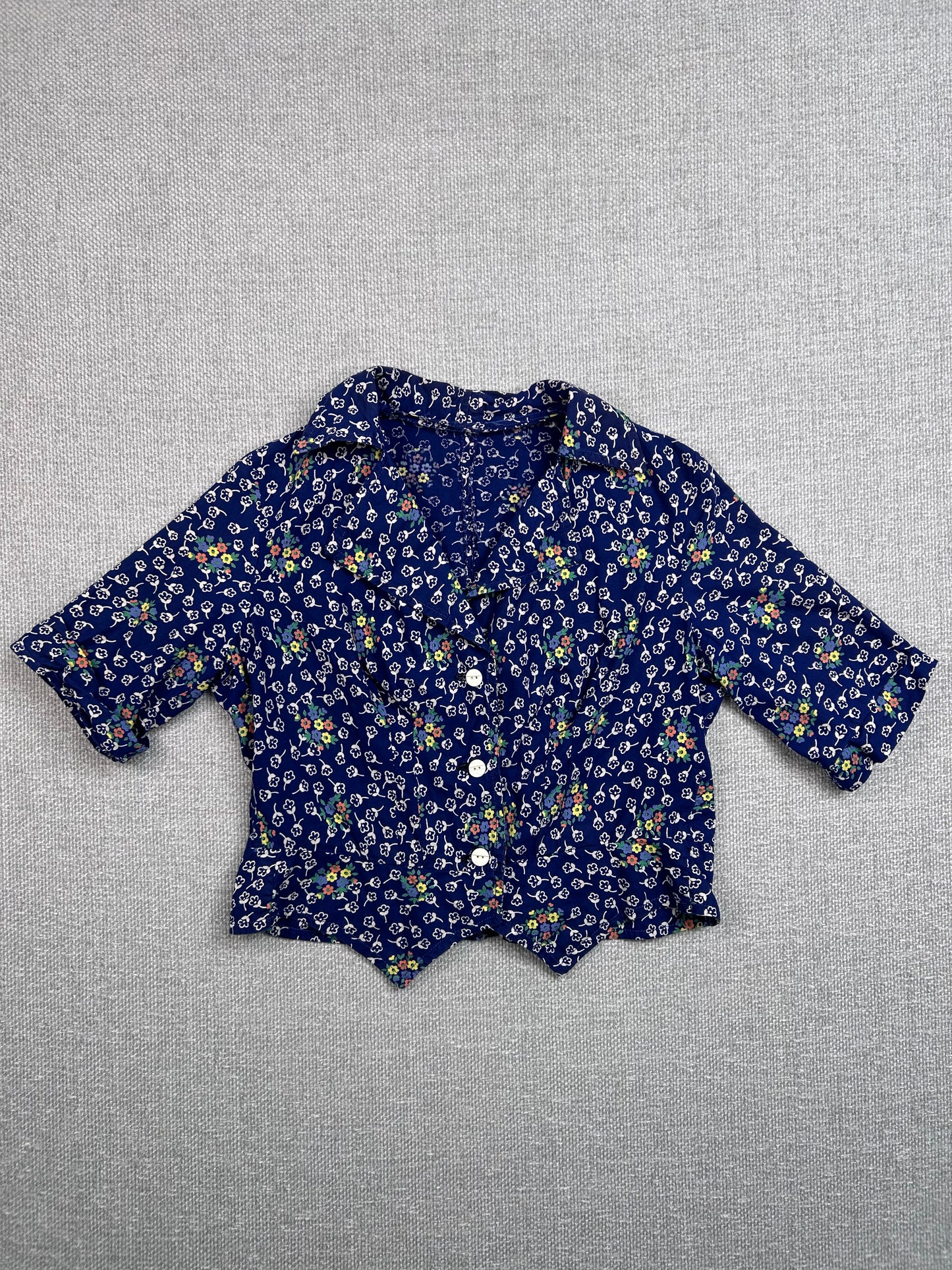 80's Floral Button Up Blouse