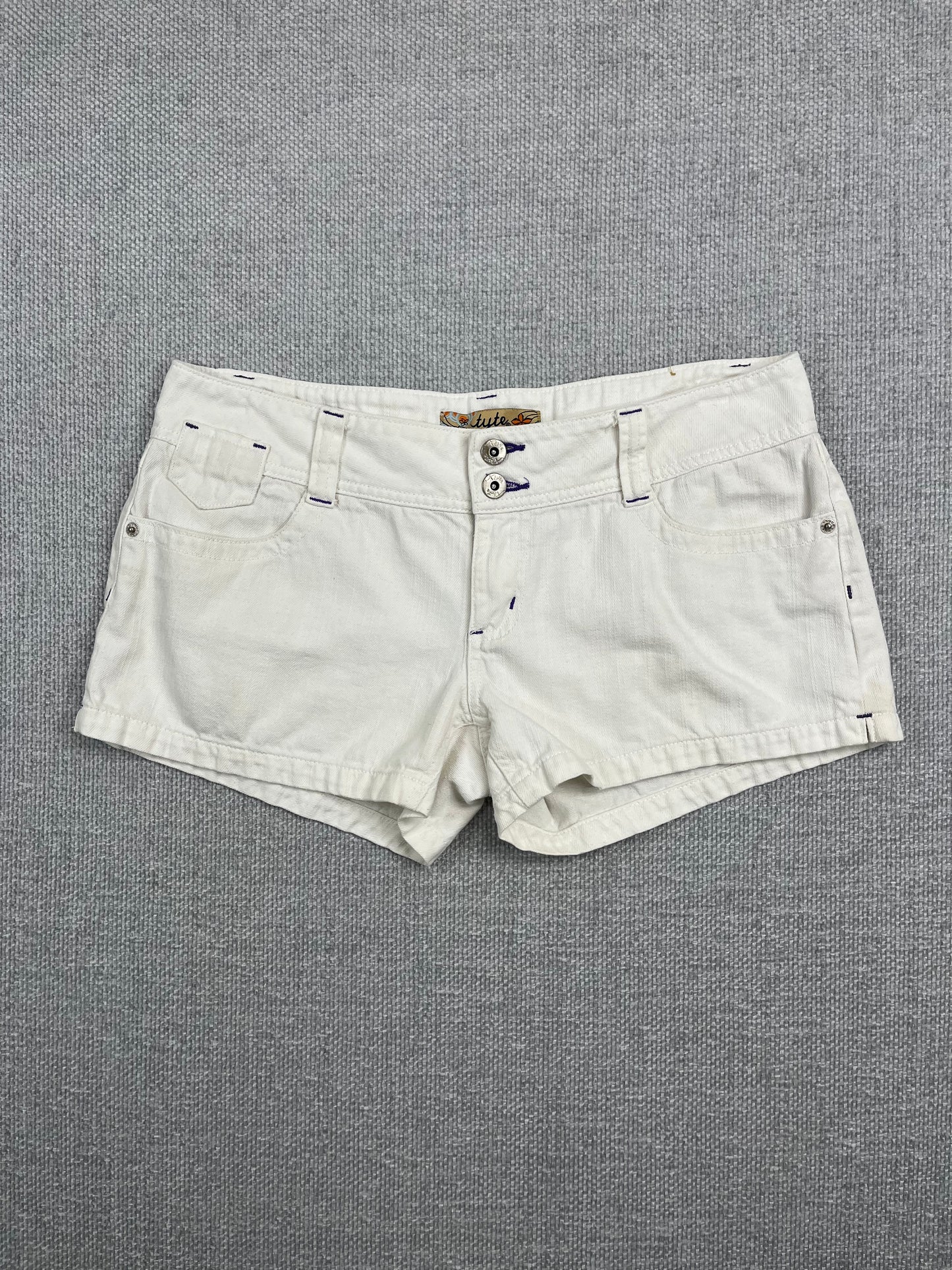 Y2K White Denim Mini Shorts 32"