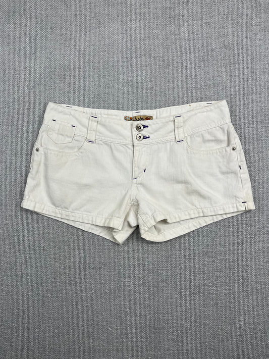 Y2K White Denim Mini Shorts 32"
