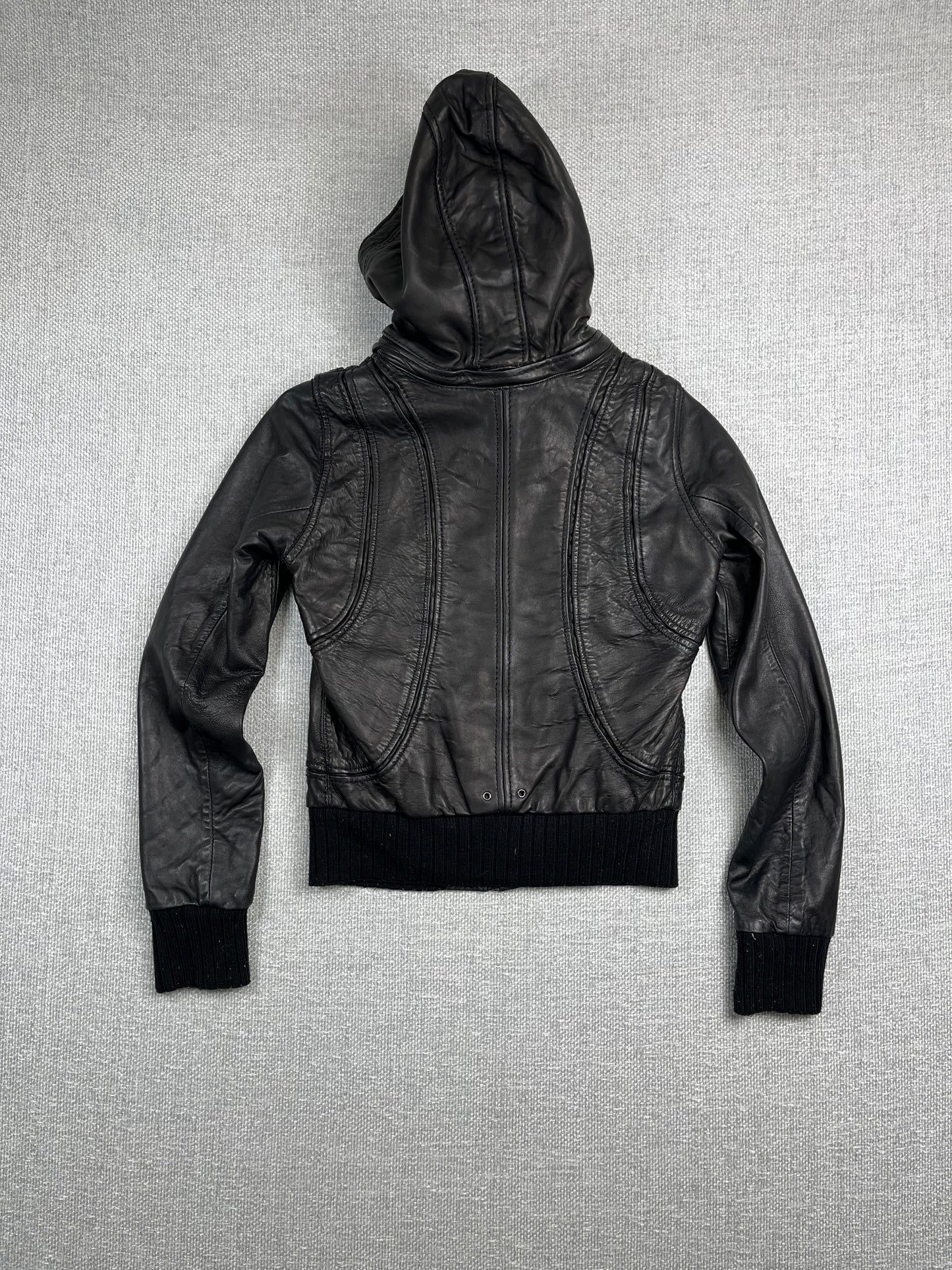Y2K Hooded Leather Jacket