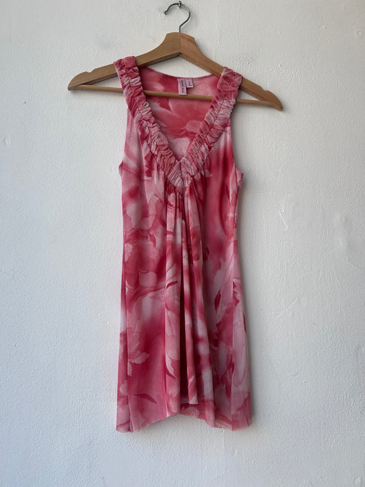 Y2K Mesh Pink Floral Top