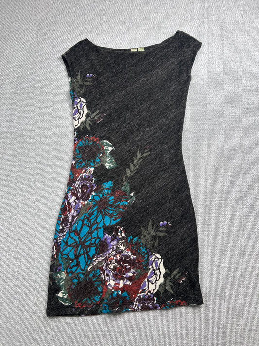 Y2K Floral Boat Neck Dress