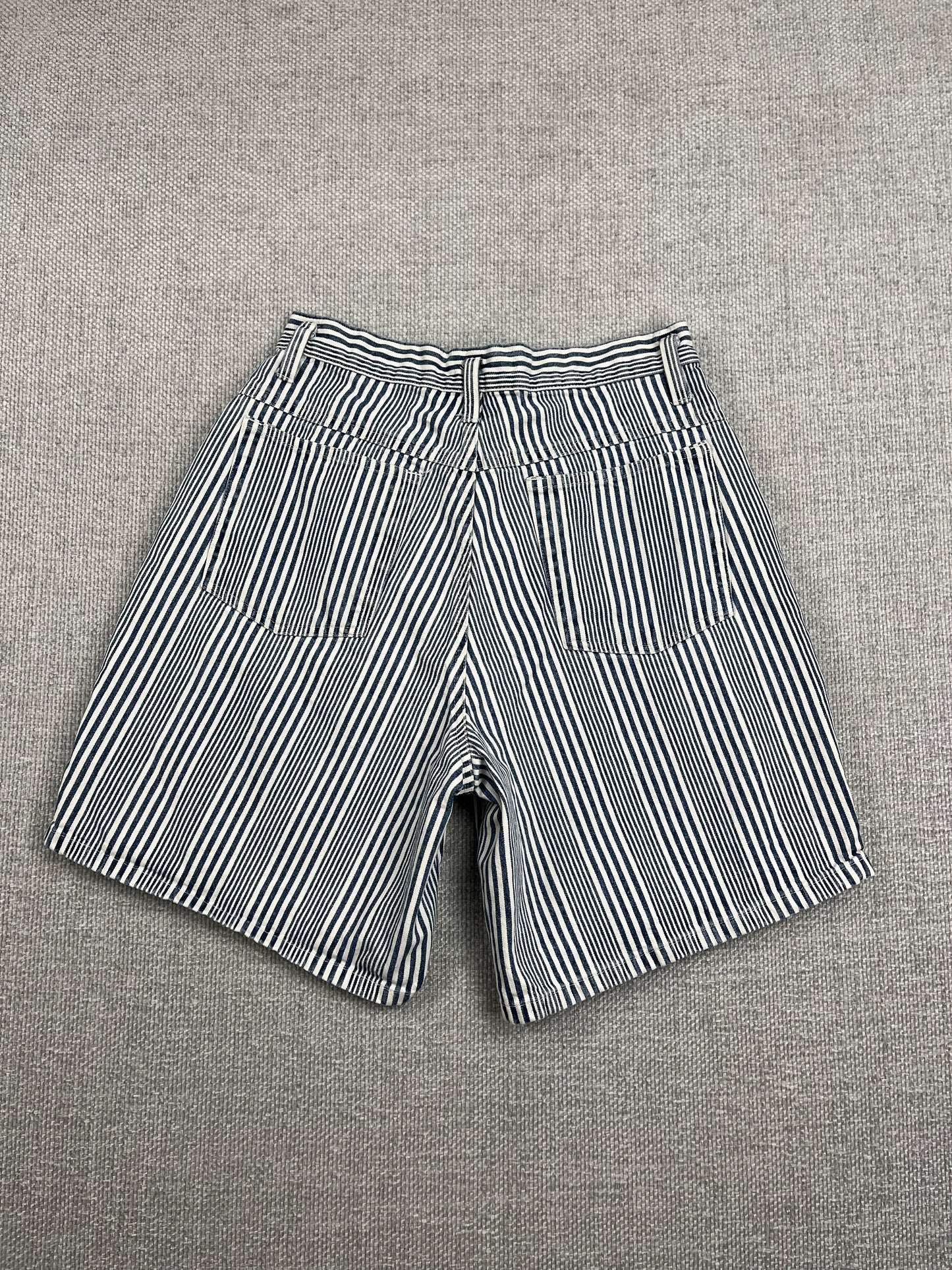 Y2K Striped Cotton Shorts 26"