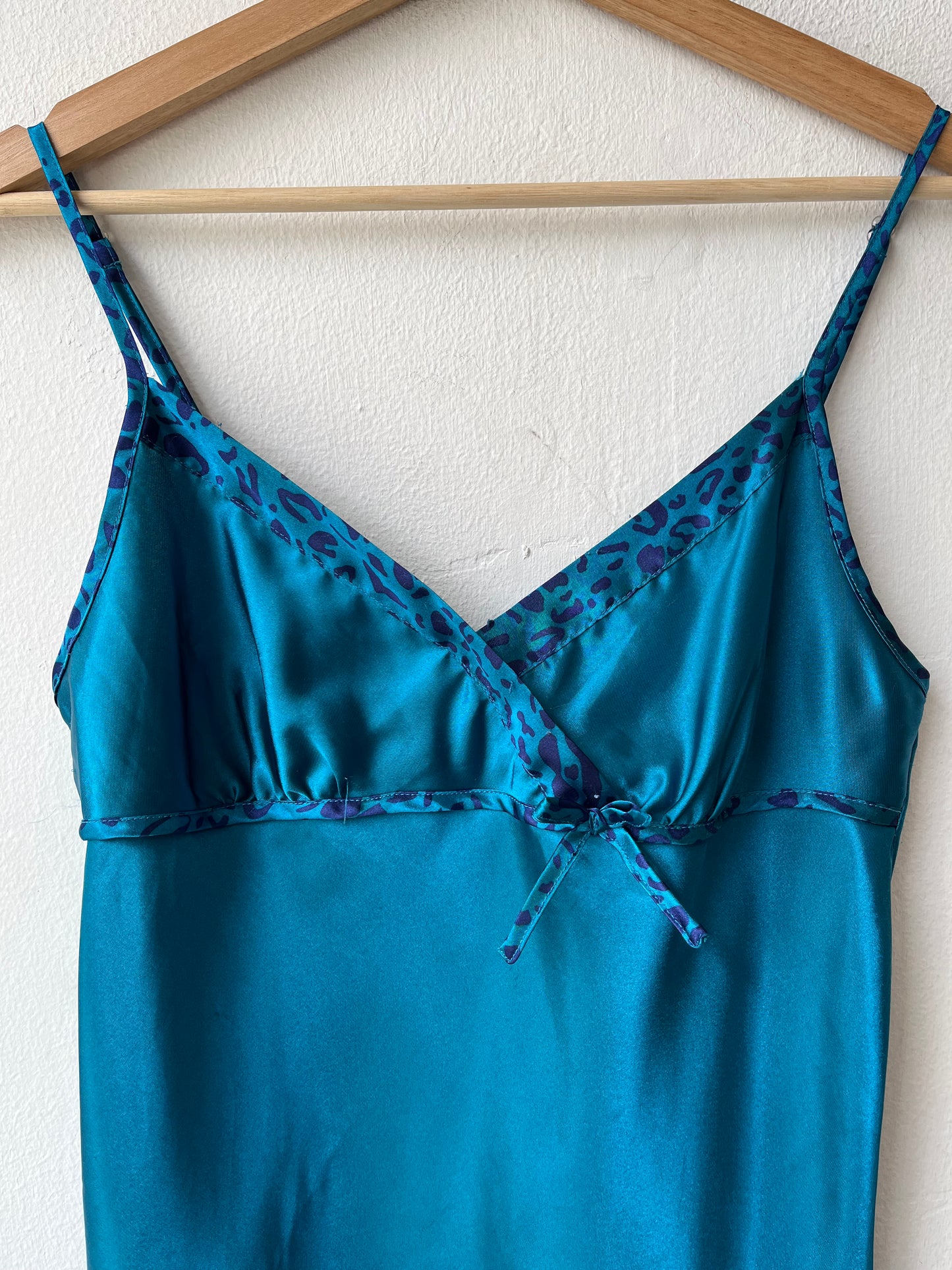 Y2K Blue Cheetah Trim Dress
