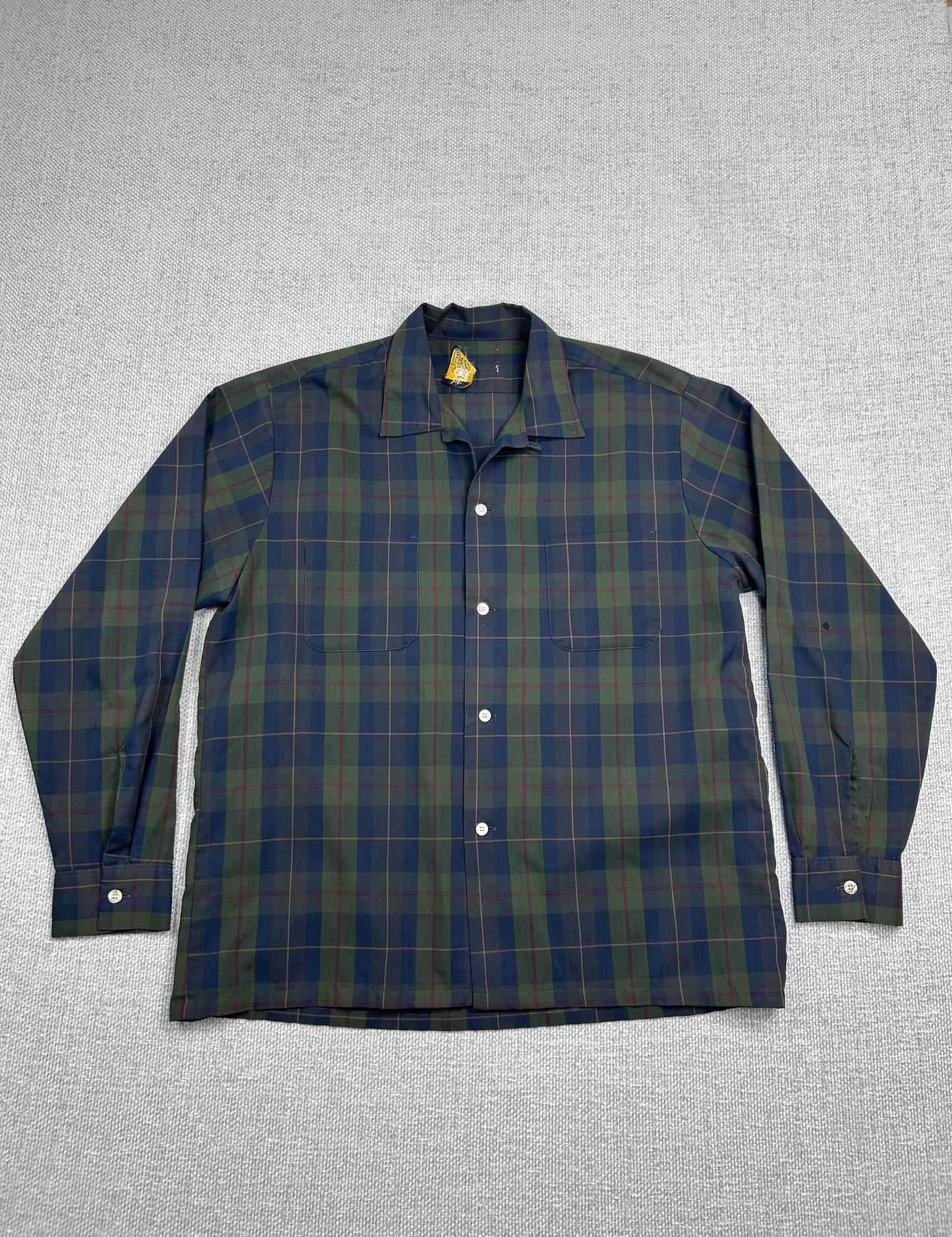 70's Sears Loop Collar Plaid Shirt
